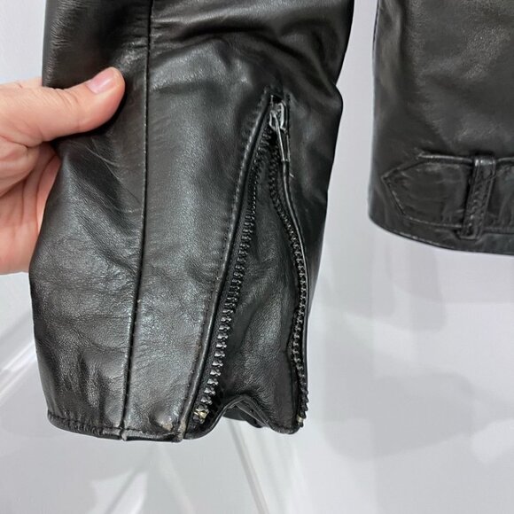 1980'S Oversized Leather Bomber Jackets CafeRacer Biker by Angora sz36 Vintage - Picture 10 of 12